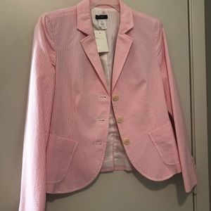 J Crew Pink Seersucker Blazer NEW Petite 4